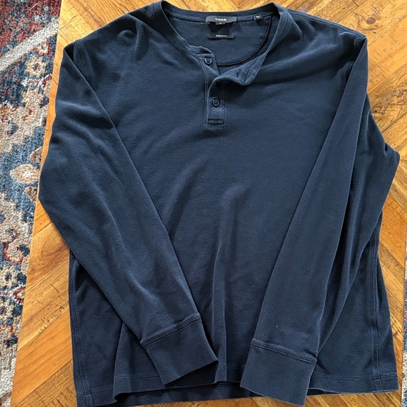 Vince Men's Deep Blue Long Sleeve Henley - Picture 2 of 4